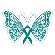 Ovarian Cancer Awareness Teal Ribbon Butterfly' Sticker